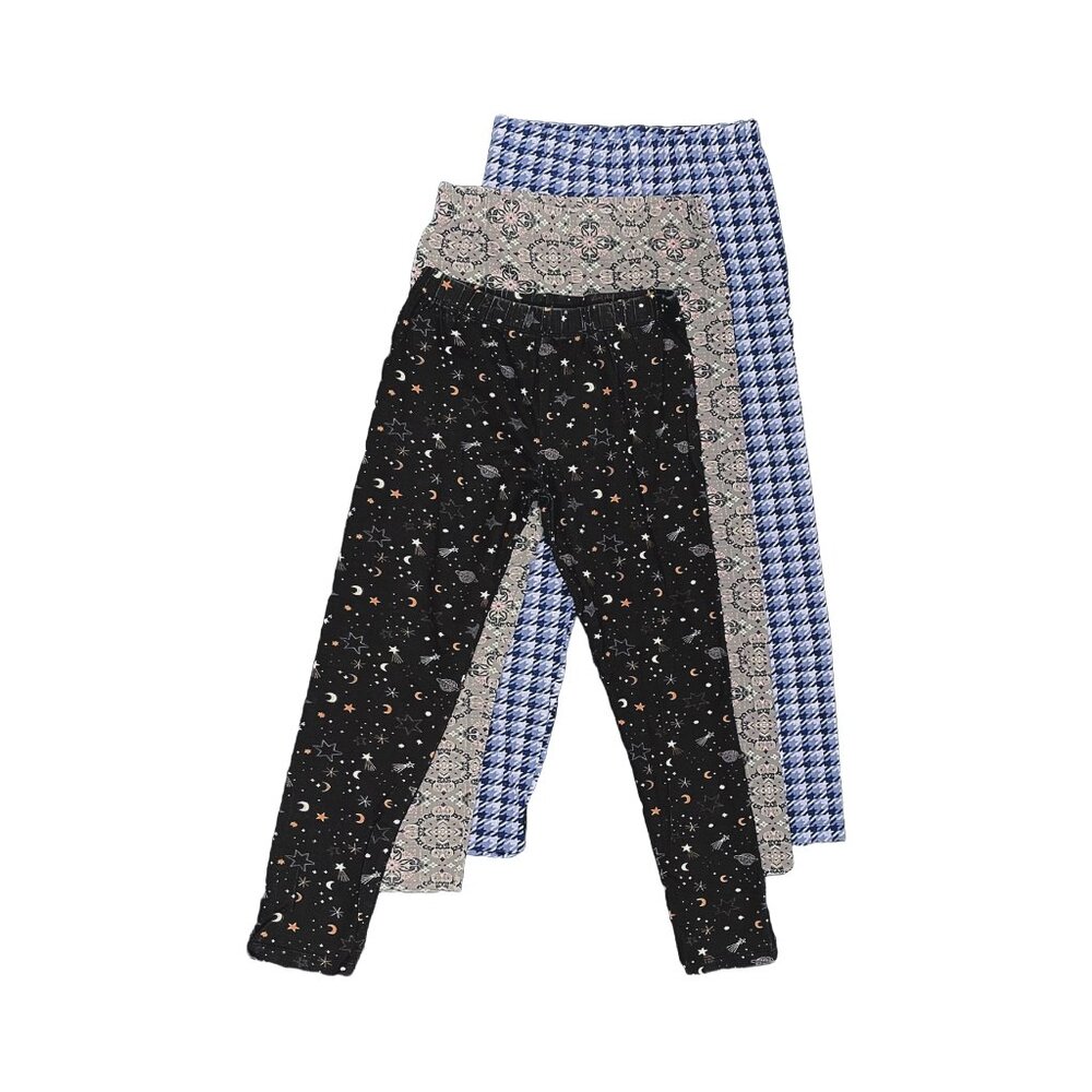 Wallflower Girls Leggings Set of 3 — L 12/14 – Cozy Cotton Prints NWOT